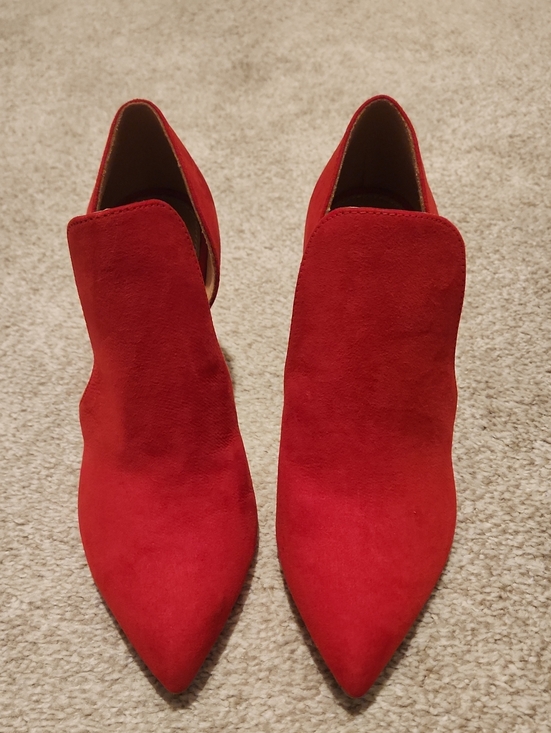 Christian Siriano Shoes - Christian Siriano Red Suede Pointed-Toe Slip-On Heels